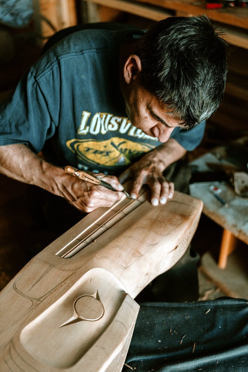 Shaping a cedar paddle